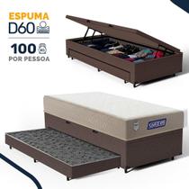 Cama Box Baú com Colchão Gazin de Espuma D60 Double Face Force PLUS + Auxiliar de Espuma Solteiro 88cm Cama Box Baú com Colchão Gazin de Espuma D60 Double Face Force PLUS + Auxiliar de Espuma Solteiro 88cm