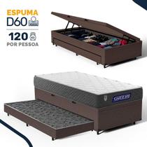 Cama Box Baú com Colchão Gazin de Espuma D60 Double Face Force UP + Auxiliar de Espuma Solteiro 88cm Cama Box Baú com Colchão Gazin de Espuma D60 Double Face Force UP + Auxiliar de Espuma Solteiro 88cm