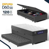 Cama Box Baú com Colchão Gazin de Espuma D60 Double Face Force UP + Auxiliar de Espuma Solteiro 88cm Cama Box Baú com Colchão Gazin de Espuma D60 Double Face Force UP + Auxiliar de Espuma Solteiro 88cm