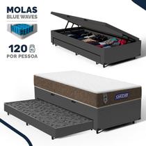Cama Box Baú com Colchão Gazin de Molas Ensacadas One Face Air Light + Auxiliar de Espuma Solteiro 88cm Cama Box Baú com Colchão Gazin de Molas Ensacadas One Face Air Light + Auxiliar de Espuma Solteiro 88cm