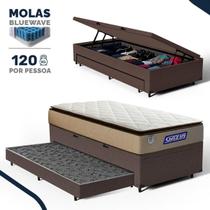 Cama Box Baú com Colchão Gazin de Molas Ensacadas Pillow Top Air Pro + Auxiliar de Espuma Solteiro 88cm Cama Box Baú com Colchão Gazin de Molas Ensacadas Pillow Top Air Pro + Auxiliar de Espuma Solteiro 88cm