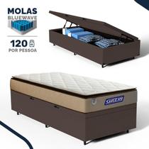 Cama Box Baú com Colchão Gazin de Molas Ensacadas Pillow Top Air Pro Solteiro 88cm Cama Box Baú com Colchão Gazin de Molas Ensacadas Pillow Top Air Pro Solteiro 88cm