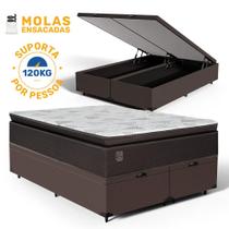 Cama Box Báu com Colchão Ravena Molas Ensacadas Com Pillow Top Queen 158cm