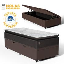 Cama Box Báu com Colchão Ravena Molas Ensacadas Com Pillow Top Solteiro 88cm