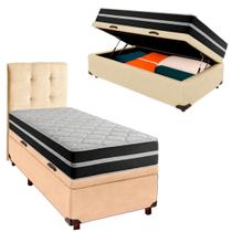 Cama Box Bau Com Colchão Solteiro Classic Airflex Colchões + Cabeceira Perola
