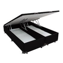 Cama Box Baú Cosmopolita Queen Size Camurça Preto 158x198 Cama Box Baú Cosmopolita Queen Size Camurça Preto 158x198
