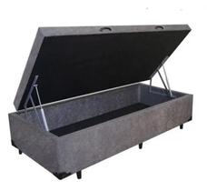 Cama Box Baú de Solteiro, Suede Cinza Cama Box Baú de Solteiro, Suede Cinza