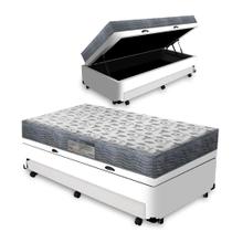 Cama Box Baú e Auxiliar Solteiro Branca + Colchão D33 Ortobom - ISO 100 - 88x188x60cm