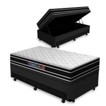 Cama Box Baú e Auxiliar Solteiro + Colchão de Espuma D33 - Castor - Black & White Double Face 88cm