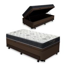Cama Box Baú e Auxiliar Solteiro + Colchão de Molas - Probel - Prodormir Sleep Black - 88cm