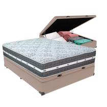 Cama Box Baú e Colchão Black Graphite Molas Ensacadas Casal 138x188X32 Anjos