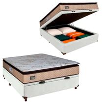 Cama Box Bau e Colchão Casal D33 Luxe Hellen Branco Cama Box Bau e Colchão Casal D33 Luxe Hellen Branco