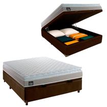 Cama Box Bau e Colchão Casal Espuma Real Hellen Marrom