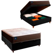 Cama Box Bau e Colchão Casal Molas Ensacadas Celebration Euro Flex Colchões Preto Cama Box Bau e Colchão Casal Molas Ensacadas Celebration Euro Flex Colchões Preto