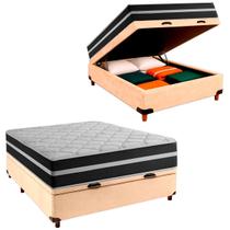 Cama Box Bau e Colchão Casal Molas Ensacadas Classic Perola Cama Box Bau e Colchão Casal Molas Ensacadas Classic Perola