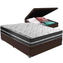 Cama Box Baú e Colchão Classic Preto Molas ensacadas Casal Anjos