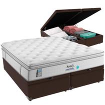 Cama Box Baú e Colchão Confort Gel Molas Ensacadas com Pillow Top King Sealy