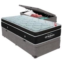 Cama Box Baú e Colchão Elegant Molas Ensacadas Solteiro Ortobom