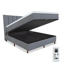 Cama Box Baú e Colchão Magnético Massageador + Cabeceira - Eco New Prince