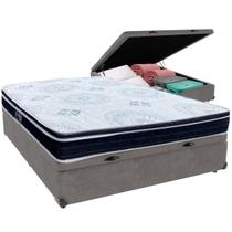 Cama Box Baú e Colchão Orthosono D33 Com Euro Pillow Viúvo Anjos
