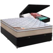 Cama Box Baú e Colchão Revolution Tecnopedic Molas Casal Castor