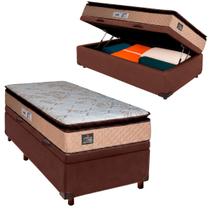 Cama Box Bau e Colchão Solteiro D33 Luxe Hellen Marrom