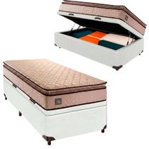 Cama Box Bau e Colchão Solteiro D45 Belmont Hellen Branco Cama Box Bau e Colchão Solteiro D45 Belmont Hellen Branco