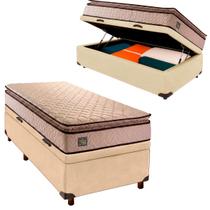 Cama Box Bau e Colchão Solteiro D45 Belmont Hellen Perola