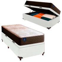 Cama Box Bau e Colchão Solteiro Molas Ensacadas Celebration Euro Flex Colchões Branco Cama Box Bau e Colchão Solteiro Molas Ensacadas Celebration Euro Flex Colchões Branco