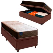 Cama Box Bau e Colchão Solteiro Molas Ensacadas Celebration Euro Flex Colchões Marrom Cama Box Bau e Colchão Solteiro Molas Ensacadas Celebration Euro Flex Colchões Marrom