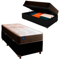 Cama Box Bau e Colchão Solteiro Molas Ensacadas Celebration Euro Flex Colchões Preto Cama Box Bau e Colchão Solteiro Molas Ensacadas Celebration Euro Flex Colchões Preto