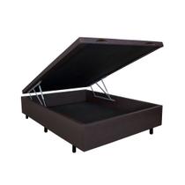 Cama Box Baú Frontal CASAL PADRÃO Bourbon Corano Linho Marrom - 138x188