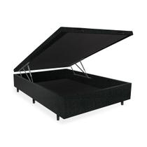 Cama Box Baú Frontal CASAL PADRÃO Bourbon Corano Linho Preto - 138x188