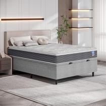 Cama Box Baú Hypnos Cinza Casal com Colchão Bertha Molas Ensacadas 138x188 Umaflex Cama Box Baú Hypnos Cinza Casal com Colchão Bertha Molas Ensacadas 138x188 Umaflex