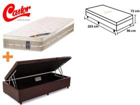 Cama Box Baú Jadmax + Colchão Castor Premium Tecnopedic Solteiro King 96x203