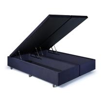 Cama Box Baú King 178x198x42cm Suede Preto com Pistão a Gás Cama Box Baú King 178x198x42cm Suede Preto com Pistão a Gás