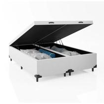 Cama Box Baú King 193 Bipartido - Bello Box Tecido Sintético Branco