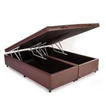 Cama Box Baú King 193 Bipartido - Bello Box Tecido Sintético Marrom Cama Box Baú King 193 Bipartido - Bello Box Tecido Sintético Marrom