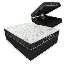Cama Box Baú King 193 Bipartido Tecido Sintético Preto Com Colchão De Molas Sleep Black - Probel - 22x193x203cm Cama Box Baú King 193 Bipartido Tecido Sintético Preto Com Colchão De Molas Sleep Black - Probel - 22x193x203cm