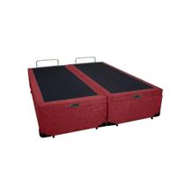 Cama Box Baú King Bipartido Blindado Suede Vermelho Com Pistão A Gás