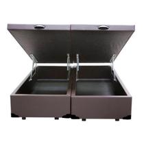 Cama Box Baú King Bipartido Linhão Marrom Com Pistão A Gás, Estrutura Reforçada, Imperium do Sono