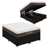 Cama Box Baú King Bipartido Sintético + Colchão Molas Ensacadas Royal Sleep Elegance 193cm Suporta Até 150 Kg Por Pessoa Cama Box Baú King Bipartido Sintético + Colchão Molas Ensacadas Royal Sleep Elegance 193cm Suporta Até 150 Kg Por Pessoa