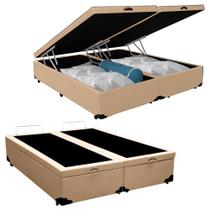 Cama Box Baú King Bipartido Sintético SerenePrime Bege 192x203x44