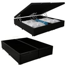Cama Box Baú King Bipartido Starflex Sintético Preto 193x203x42 Cama Box Baú King Bipartido Starflex Sintético Preto 193x203x42