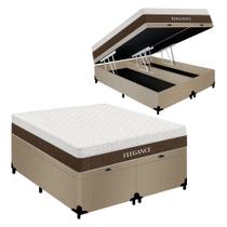 Cama Box Baú King Bipartido Suede + Colchão Molas Ensacadas Royal Sleep Elegance 193cm - Suporta Até 150 Kg Por Pessoa Cama Box Baú King Bipartido Suede + Colchão Molas Ensacadas Royal Sleep Elegance 193cm - Suporta Até 150 Kg Por Pessoa