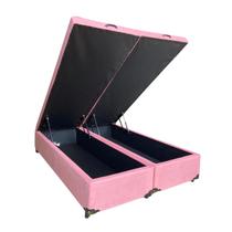 Cama Box Baú King Bipartido Suede Rosé Com Pistão A Gás, Imperium do Sono