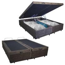 Cama Box Baú King Bipartido Suede SerenePrime Marrom 192x203x44 Cama Box Baú King Bipartido Suede SerenePrime Marrom 192x203x44