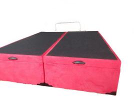 Cama Box Baú King Bipartido Suede Vermelho Com Pistão A Gás