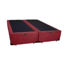 Cama Box Baú King Bipartido Suede Vermelho, Imperium do Sono, Com Pistão A Gás, Espaço Extra para Armazenar