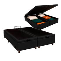 Cama Box Bau King Blindado Nature Preto 193x203